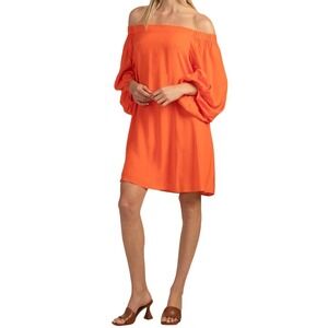 Trina Turk Off Shoulder Windward Mini Dress X-Small Orange‎ Balloon Sleeve NWT